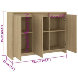 Vidaxl Sideboard Sonoma Oak 102X33X75 Cm Engineered Wood - thumbnail 8