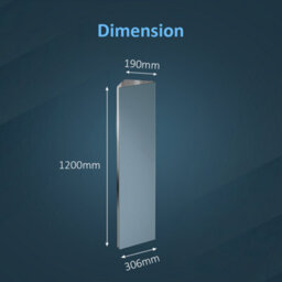 iBathUK 1200 X 300 Tall Stainless Steel Corner Bathroom Mirror Cabinet Modern Storage Unit Mc105 - thumbnail 5