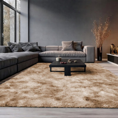 Aspire Homeware Non-Slip Tie Dye Beige Shaggy Rug Soft Fluffy, Living Area And Dining Room Rug, (L)290Cm X (W)200Cm - image 1