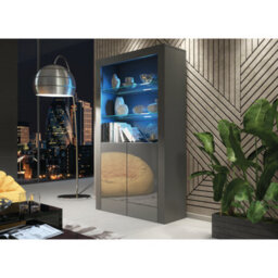 Modern Sideboard Display Cabinet Cupboard Tv Stand Living Room High Gloss Doors - Dark Grey - thumbnail 4