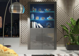 Modern Sideboard Display Cabinet Cupboard Tv Stand Living Room High Gloss Doors - Dark Grey - thumbnail 8
