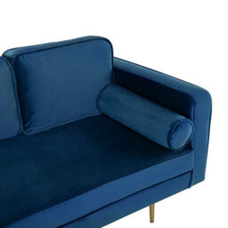 Beliani Right-Hand Chaise Longue Miramas Velvet Navy Blue - thumbnail 6