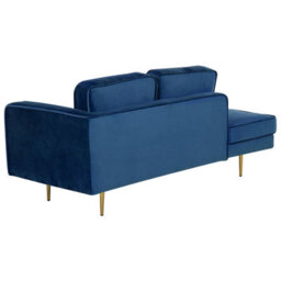 Beliani Right-Hand Chaise Longue Miramas Velvet Navy Blue - thumbnail 5