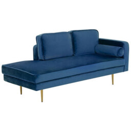 Beliani Right-Hand Chaise Longue Miramas Velvet Navy Blue - thumbnail 4