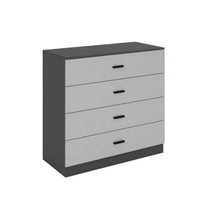 Urbn-Living Urbnliving Height 73Cm 4 Drawer Wooden Bedroom Chest Cabinet Modern Black Carcass And Grey Drawers Wide Storage Cupboard Closet - image 1