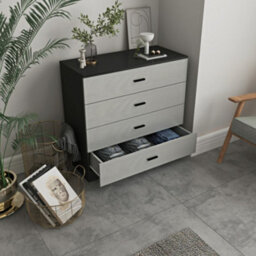 Urbn-Living Urbnliving Height 73Cm 4 Drawer Wooden Bedroom Chest Cabinet Modern Black Carcass And Grey Drawers Wide Storage Cupboard Closet - thumbnail 3