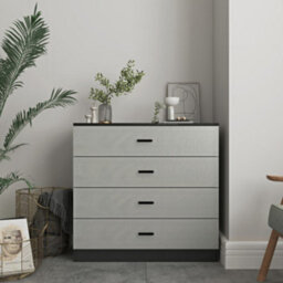 Urbn-Living Urbnliving Height 73Cm 4 Drawer Wooden Bedroom Chest Cabinet Modern Black Carcass And Grey Drawers Wide Storage Cupboard Closet - thumbnail 2