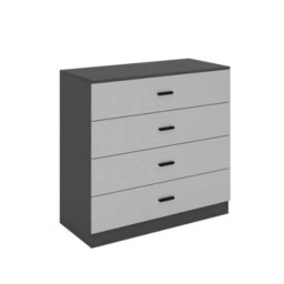 Urbn-Living Urbnliving Height 73Cm 4 Drawer Wooden Bedroom Chest Cabinet Modern Black Carcass And Grey Drawers Wide Storage Cupboard Closet - thumbnail 1