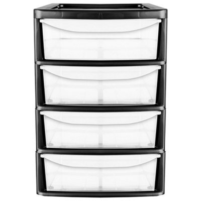 Storm Trading Group Black 4 Pull Out Drawers A4 Desktop Plastic Storage Drawers Table Top Organiser - image 1