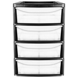 Storm Trading Group Black 4 Pull Out Drawers A4 Desktop Plastic Storage Drawers Table Top Organiser - thumbnail 1