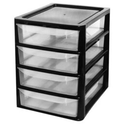 Storm Trading Group Black 4 Pull Out Drawers A4 Desktop Plastic Storage Drawers Table Top Organiser - thumbnail 2