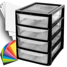 Storm Trading Group Black 4 Pull Out Drawers A4 Desktop Plastic Storage Drawers Table Top Organiser - thumbnail 3