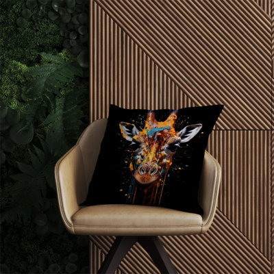 Warren Reed Designer Giraffe Face Splashart Outdoor Cushion 60Cm X 60Cm