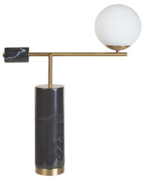 Beliani Table Lamp - Black Marble Base, Gold Arm, Frosted Glass Shade For Modern Living Room And Bedroom - thumbnail 3