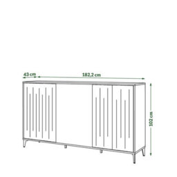 Heze Furniture Rimini Premium 3 Door Sideboard Textured Design - thumbnail 4