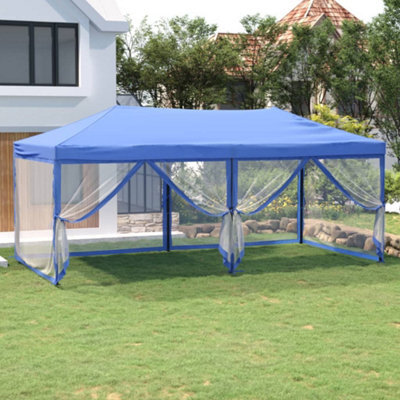 Walplus Folding Party Tent Garden Gazebo Canopy With Sidewalls Blue 3X6 M - image 1