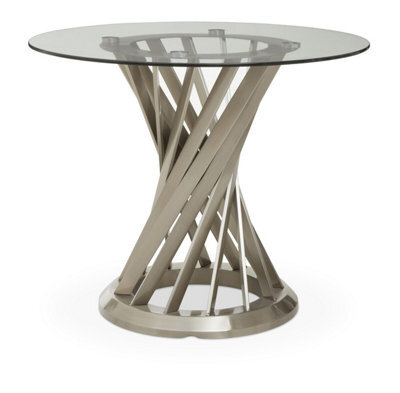 Orsina Clear Glass Top & Silver Hourglass Base Dining Table, Spacious Lounge Table, Table For Patio, Kitchen Table - image 1