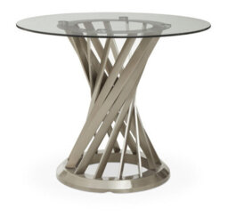 Orsina Clear Glass Top & Silver Hourglass Base Dining Table, Spacious Lounge Table, Table For Patio, Kitchen Table - thumbnail 1