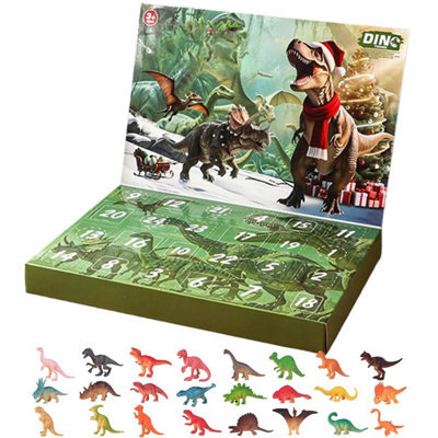 CLEFFNS Christmas Countdown Calendar Dinosaur Home Decorations Seasonal Decor 24 Pieces Christmas Dinosaur Statue For Desktop School