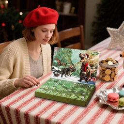 CLEFFNS Christmas Countdown Calendar Dinosaur Home Decorations Seasonal Decor 24 Pieces Christmas Dinosaur Statue For Desktop School - thumbnail 7