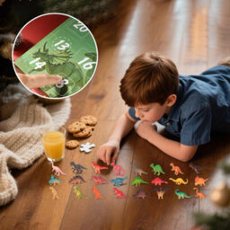 CLEFFNS Christmas Countdown Calendar Dinosaur Home Decorations Seasonal Decor 24 Pieces Christmas Dinosaur Statue For Desktop School - thumbnail 3