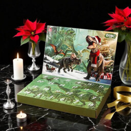CLEFFNS Christmas Countdown Calendar Dinosaur Home Decorations Seasonal Decor 24 Pieces Christmas Dinosaur Statue For Desktop School - thumbnail 6