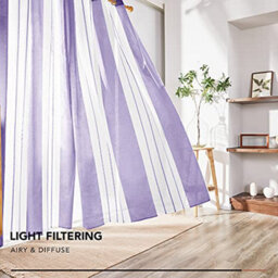 Deconovo Yarn-Dyed Voile Curtains Semi Transparent Net Curtains Eyelet Sheer Curtains, Purple 55 X 54 2 Panels - thumbnail 3