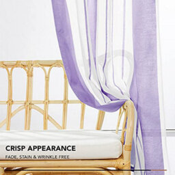 Deconovo Yarn-Dyed Voile Curtains Semi Transparent Net Curtains Eyelet Sheer Curtains, Purple 55 X 54 2 Panels - thumbnail 4