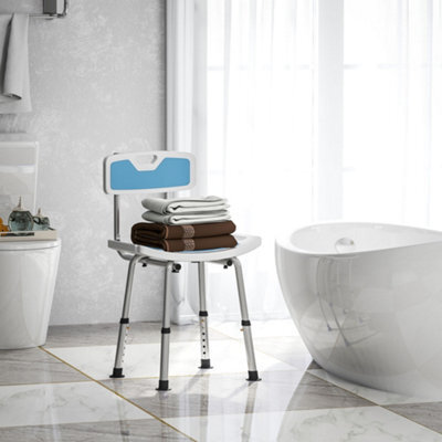 Homcom Shower Stool For Elderly Disabled Adjustable Shower Stool Light Blue