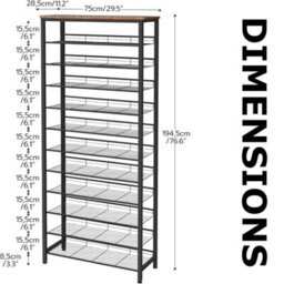 FURNOLD 12-Tier Large Hallway Shoe Rack Storage Organiser With Mesh Shelves - thumbnail 7