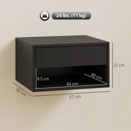 Homcom Floating Nightstands Set Of 2, Bedside Table W/ Drawer And Open Shelf - thumbnail 3