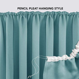 Deconovo Pencil Pleat Blackout Curtains Solid Thermal Insulated Curtains For Living Room W55 X L79 Inch Sky Blue One Pair - thumbnail 4