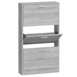 Vidaxl Shoe Cabinet Grey Sonoma 59X17X108 Cm Engineered Wood - thumbnail 4