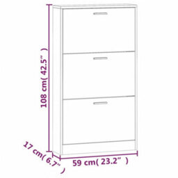 Vidaxl Shoe Cabinet Grey Sonoma 59X17X108 Cm Engineered Wood - thumbnail 3