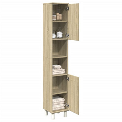 Walplus Bathroom Cabinet Sonoma Oak 30.5X30X179 Cm Engineered Wood - image 1