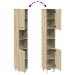 Walplus Bathroom Cabinet Sonoma Oak 30.5X30X179 Cm Engineered Wood - thumbnail 7