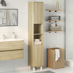 Walplus Bathroom Cabinet Sonoma Oak 30.5X30X179 Cm Engineered Wood - thumbnail 3