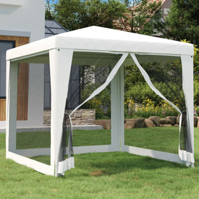 Walplus Party Tent Garden Gazebo Canopy With 4 Mesh Sidewalls 2.5X2.5 M White - image 1