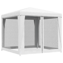Walplus Party Tent Garden Gazebo Canopy With 4 Mesh Sidewalls 2.5X2.5 M White - thumbnail 4