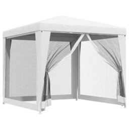 Walplus Party Tent Garden Gazebo Canopy With 4 Mesh Sidewalls 2.5X2.5 M White - thumbnail 2