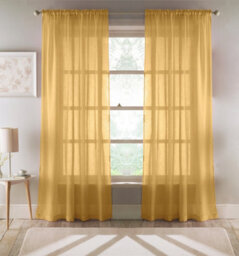 "Tyrone Textiles Eden Ochre 100% Recycled Plain Voile Panel - Pair 140 X 137 Cm (55X54"")"