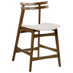Beliani Set Of 2 Bar Chairs Cynthiana Wood Brown/ Off-White - thumbnail 4