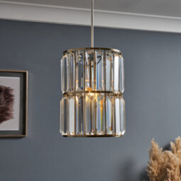 Inlight Quatro Brushed Clear Brass Effect Cylinder Lamp Shade (D)17Cm