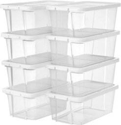 Songmics Box System, Eight-Unit Shoe Storage With Protective Lids For Smaller Footwear, Transparent - thumbnail 8