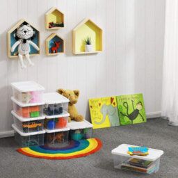 Songmics Box System, Eight-Unit Shoe Storage With Protective Lids For Smaller Footwear, Transparent - thumbnail 3