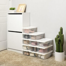 Songmics Box System, Eight-Unit Shoe Storage With Protective Lids For Smaller Footwear, Transparent - thumbnail 4
