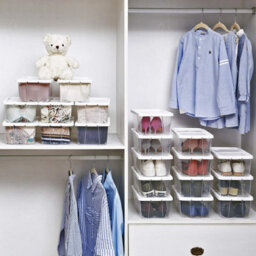 Songmics Box System, Eight-Unit Shoe Storage With Protective Lids For Smaller Footwear, Transparent - thumbnail 1