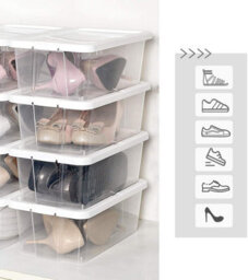 Songmics Box System, Eight-Unit Shoe Storage With Protective Lids For Smaller Footwear, Transparent - thumbnail 7