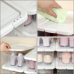 Songmics Box System, Eight-Unit Shoe Storage With Protective Lids For Smaller Footwear, Transparent - thumbnail 6