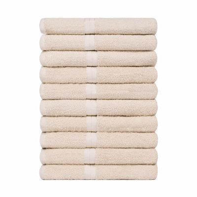 Ohs 10 Pack Of 100% Cotton Hand Towel, 50 X 80Cm - Beige